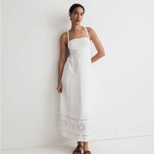 Madewell Embroidered Eyelet Tie-Back Cami Midi Dress